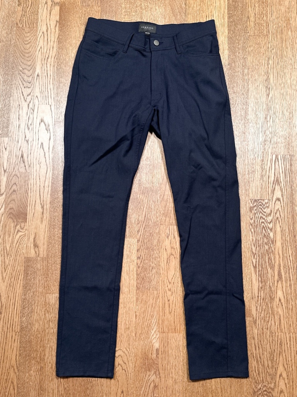 Unbound Merino Wool Travel Pants Stretch Made in Canada Slim Navy Mens 30